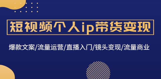 短视频个人ip带货变现：爆款文案/流量运营/直播入门/镜头变现/流量商业