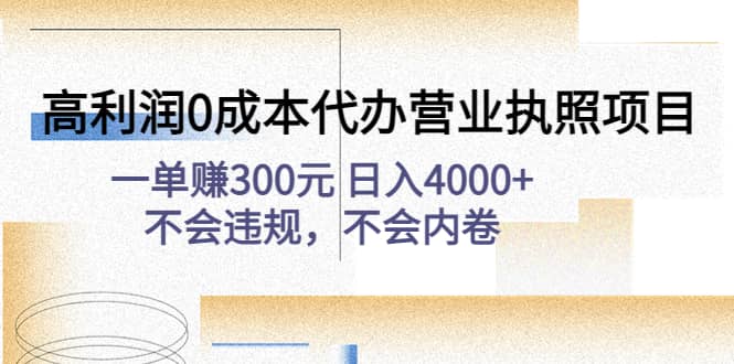 高利润0成本代办营业执照项目：不会违规，不会内卷