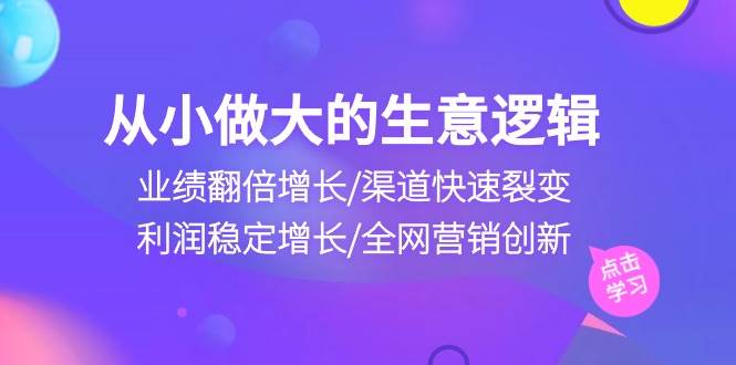 从小做大生意逻辑：业绩翻倍增长/渠道快速裂变/利润稳定增长/全网营销创新