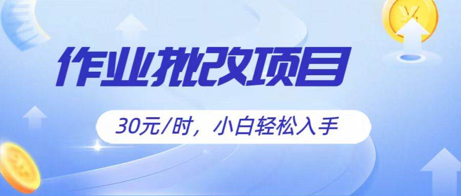 作业批改项目30元/时，简单小白轻松入手，非常适合兼职