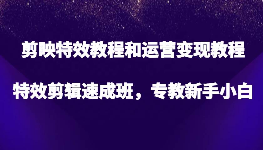 剪映特效教程和运营变现教程，特效剪辑速成班，专教新手小白