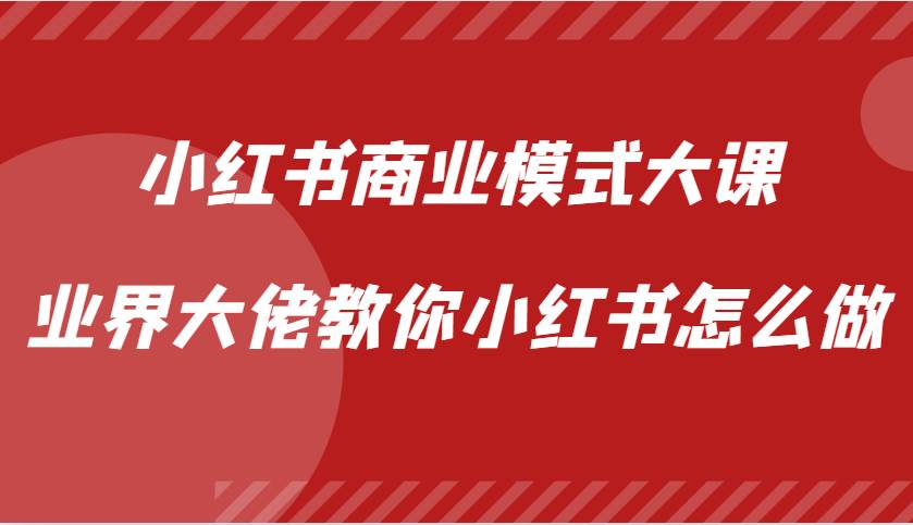 小红书商业模式大课，业界大佬教你小红书怎么做【视频课】