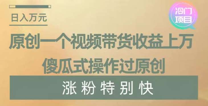 原创一个视频带货收益上万，傻瓜式操作过原创，几分钟做一个视频涨粉特别快【揭秘】