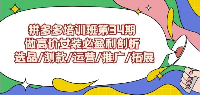 拼多多培训班第34期：做高价女装必盈利剖析选品/测款/运营/推广/拓展