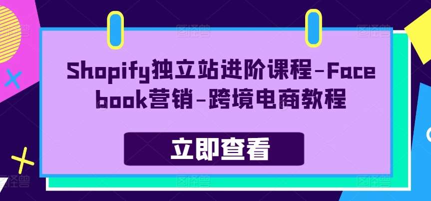 Shopify独立站进阶课程-Facebook营销-跨境电商教程