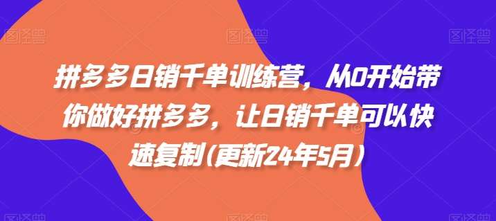 拼多多日销千单训练营，从0开始带你做好拼多多，让日销千单可以快速复制(更新24年11月)