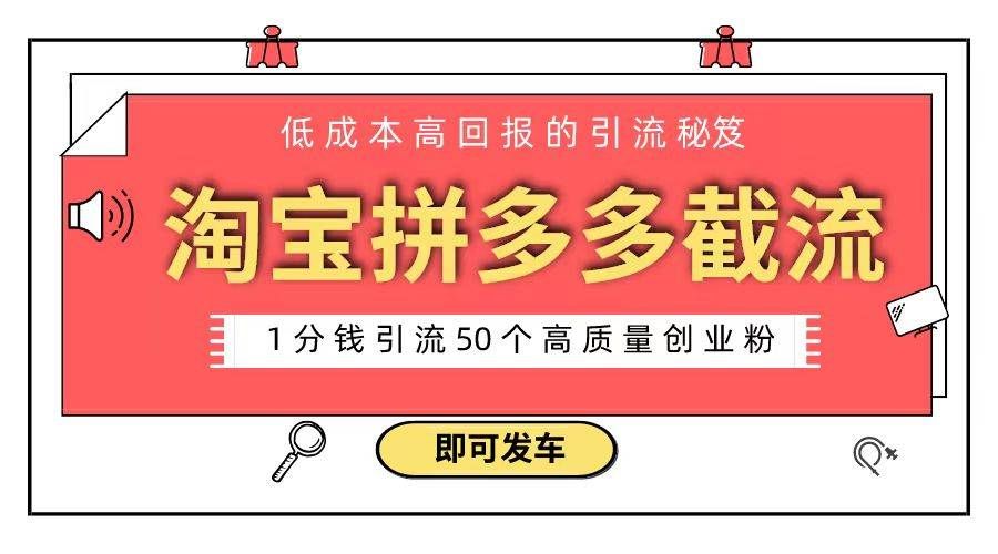 （8787期）淘宝拼多多电商平台截流创业粉 只需要花上1分钱，长尾流量至少给你引流50粉