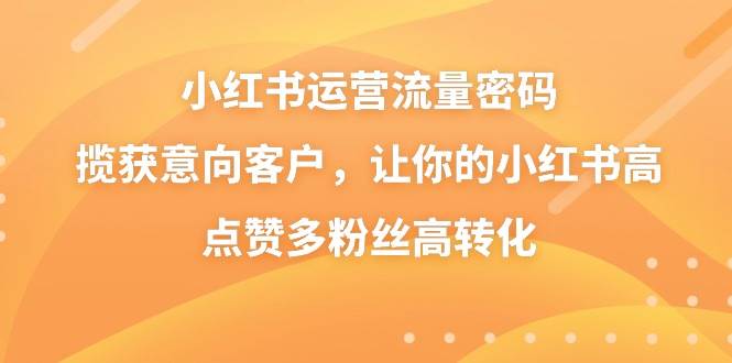 （8764期）小红书运营流量密码，揽获意向客户，让你的小红书高点赞多粉丝高转化