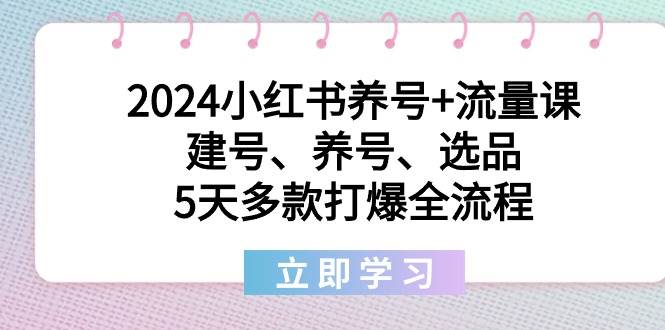 （8974期）2024小红书养号+流量课：建号、养号、选品，5天多款打爆全流程