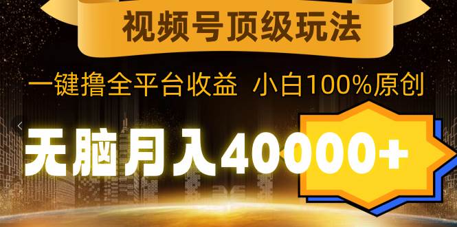 （9281期）视频号顶级玩法，无脑月入40000+，一键撸全平台收益，纯小白也能100%原创