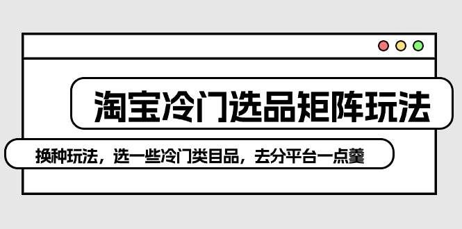 （10159期）淘宝冷门选品矩阵玩法：换种玩法，选一些冷门类目品，去分平台一点羹