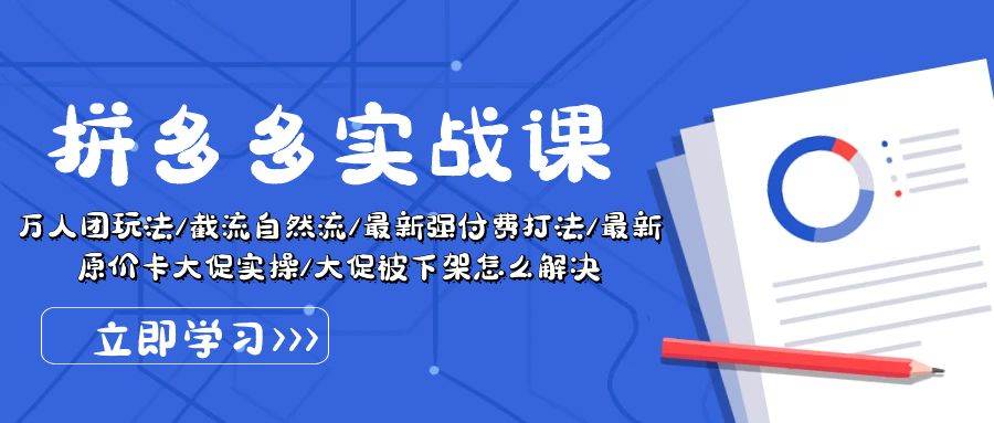 （10865期）拼多多·实战课：万人团玩法/截流自然流/最新强付费打法/最新原价卡大促..