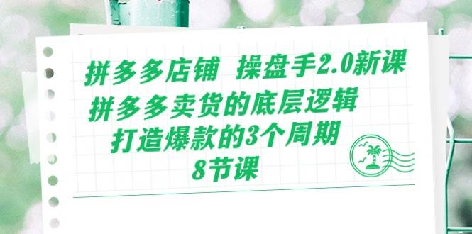 （10859期）拼多多店铺 操盘手2.0新课，拼多多卖货的底层逻辑，打造爆款的3个周期-8节