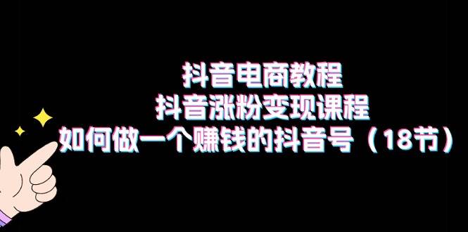 （11436期）抖音电商教程：抖音涨粉变现课程：如何做一个赚钱的抖音号（18节）