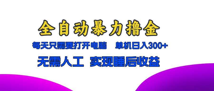 （13186期）全自动暴力撸金，只需要打开电脑，单机日入300+无需人工，实现睡后收益