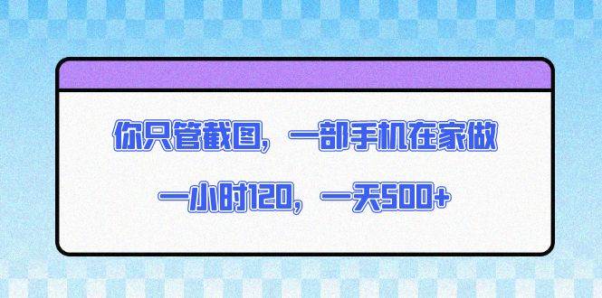 （13785期）你只管截图，一部手机在家做，一小时120，一天500+