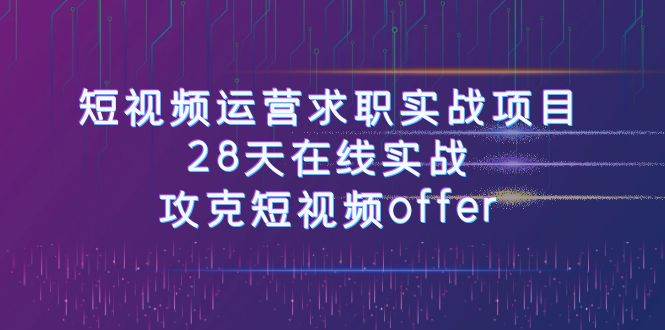 短视频运-营求职实战项目，28天在线实战，攻克短视频offer（46节课）