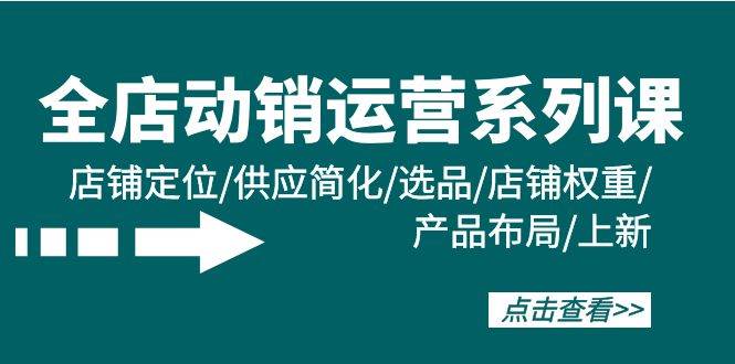 全店·动销运营系列课：店铺定位/供应简化/选品/店铺权重/产品布局/上新