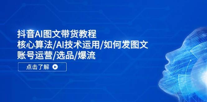 抖音AI图文带货教程：核心算法/AI技术运用/如何发图文/账号运营/选品/爆流